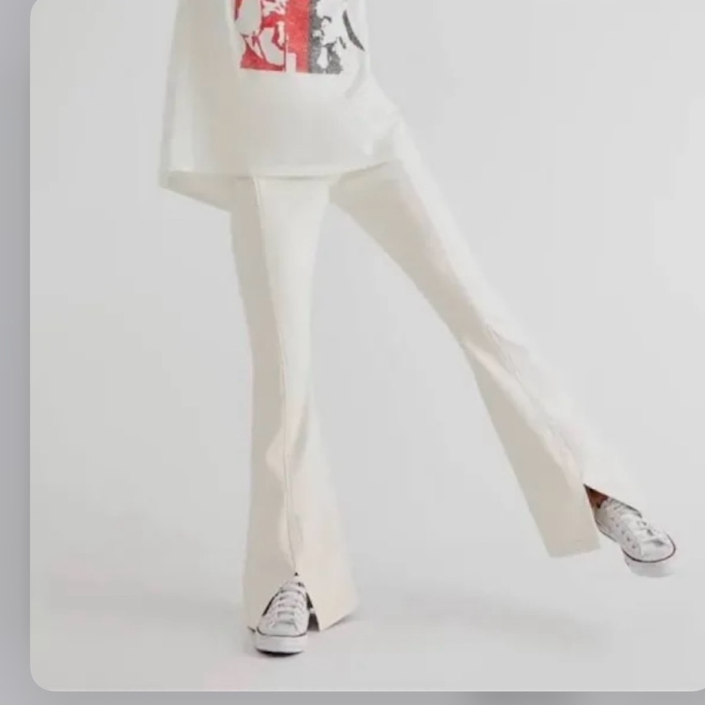 Free People  vegan White Flare Pants NWOT